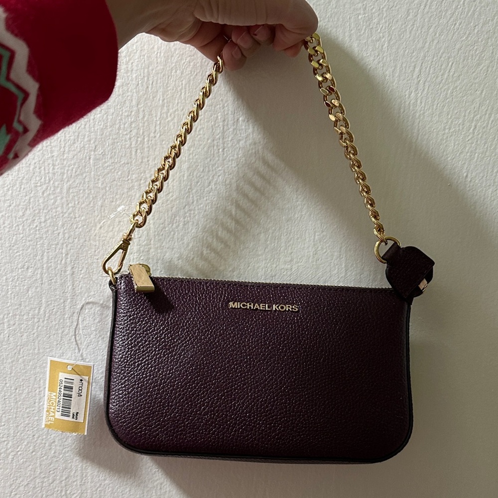 Michael Kors Dark Purple Shoulder Bag with Gold Chain